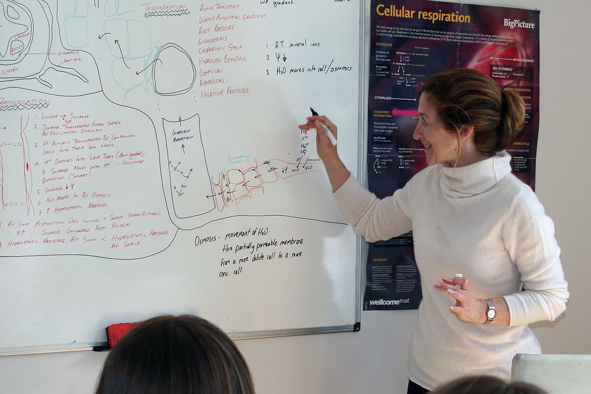 Andrea teaching A Level Biology